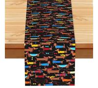 I Love My Dog Dachshunds, Table Runner, Imitation Linen Table Runner For Home Party Dining Room 33x183 cm