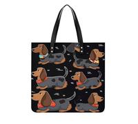 I Love My Dog Dachshunds Tote Bags for Women Leather Handbag Makeup Bag with Magnetic Buckle Design Casual Bag