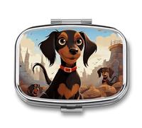 I Love My Dog Dachshunds Travel Pill Organizer A Daily Pill Box for Supplements 2 Compartment Pill Case Convenient for Carrying and Storing Medicines Box