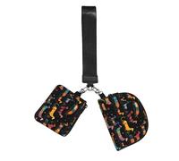 I Love My Dog Dachshunds Wristlet Keychain Wallet Pouch with Strap Double Zipper Small Coin Purse Portable Wrist Bag for Travel Gym Daily Use
