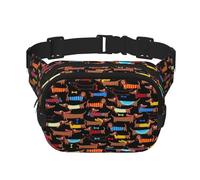 I Love My Dog Dachshunds Zipper Fanny Pack, Crossbody Bags with Adjustable Strap for Jogging, Cycling