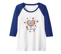 I Love My Dog More Than People Paw Print Heart Raglan Baseball Tee, Women, Royal Blue/White, S