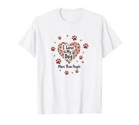 I Love My Dog More Than People Paw Print Heart T-Shirt, Men, White, 6XL