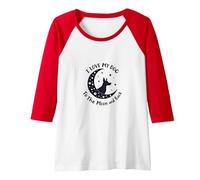 I Love My Dog to The Moon and Back Starry Night Raglan Baseball Tee, Women, Red/White, XXL