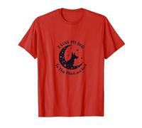 I Love My Dog to The Moon and Back Starry Night T-Shirt, Men, Red, S