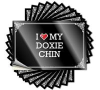 I Love My Doxie Chin Saying Fall Outdoor Decorations Self Adhesive | Tiny Bumper Vinyl Sticker Pack for Student(6X9CM)