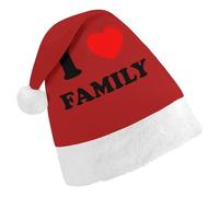 I Love My Family Christmas Hat with Pom-Pom Unsiex Classic Fit Xmas Beanie Cap Headwear Party Gifts