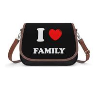 I Love My Family Crossbody Bag Womens Handbag PU Message Bags Shoulder Purse with Adjustable Strap