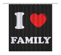 I Love My Family Shower Curtain for Bathroom Waterproof Bath Liner with Hooks And Grommets Home Decor