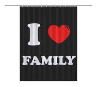 I Love My Family Shower Curtain for Bathroom Waterproof Bath Liner with Hooks And Grommets Home Decor