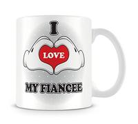 I Love My Fiancee Mug - Add Photo - Personalised Love-Heart Hands Design Gift