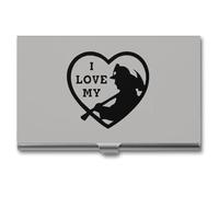 I Love My Firefighter Business Card Wallet Credit Card Holder Metal Square Small Pocket Purse