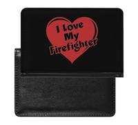 I Love My Firefighter Passport Wallet Cute Passport Case with Card Slot Travel Passport Holder Cover