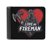I Love My Fireman Printed Bifold Wallet with Hidden Compartments Pocket Money and Credit Card Holder for Men Women