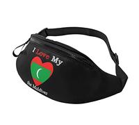 I Love My Flag of The Maldives Heart Casual Fanny Pack Men's and Women's Leisure Sports Waist Bag Sports Day Exercise Gift
