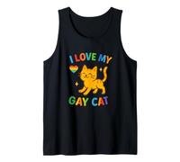 I Love My Gay Cat Funny LGBTQ+ Cat Lady Novelty Meme Pride Tank Top