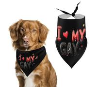 I Love My Gay Dog Bandana Adjustable Pet Bibs Triangle Neck Scarf for Small Medium Dog Cats