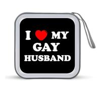 I Love My Gay Husband Funny CD Holder 40 Capacity DVD Case Disc Protective Storage Organizer Bag for Car Home Travel