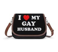 I Love My Gay Husband Women's Crossbody Bag Fashion Shoulder Handbags Message Tote Bag with Adjustable Strap