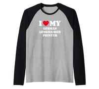 I Love My German Longhaired Pointer Deutsch Langhaar Raglan Baseball Tee