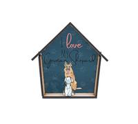 'I Love My German Shepherd' - Full Colour Wooden Dog House Ornament - Perfect for Mum, Dad, Dog Owners, & Rescue Dog Parents - Exclusive Bespoke Metal Dog Figurine Included