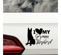 I Love My German Shepherd Fun Waterproof Sticker - Decals for Car Bumpers, Laptops, Mirrors, Windows - Gift for Dog Lovers (Black)