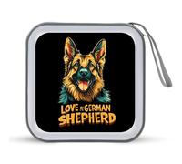 I Love My German Shepherd Funny CD Case 40 Capacity DVD Holder Portable Storage Disc Binder Wallet for Car Home Travel