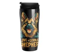 I Love My German Shepherd Printed Reusable Coffee Mug Insulated Travel Drinking Cup Water Bottle with Lid 350ml