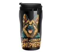 I Love My German Shepherd Printed Reusable Coffee Mug Insulated Travel Drinking Cup Water Bottle with Lid 250ml