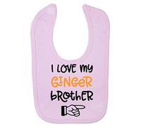 I Love My Ginger Brother Hand Pointing Statement Cotton Baby bib - Pastel Pink