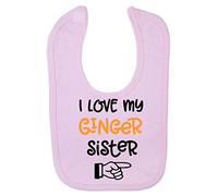 I Love My Ginger Sister Hand Pointing Statement Cotton Baby bib - Pastel Pink