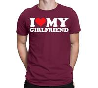 I Love My Girlfriend Boyfriend Gift Joke Funny Novelty Mens T-Shirt Tee Top#ENED L Maroon