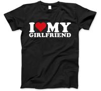 I Love My Girlfriend GF I Heart My Girlfriend GF T-Shirt 100% Cotton Letter Graphic Print T Shirts for Men Women Black (M,Black)