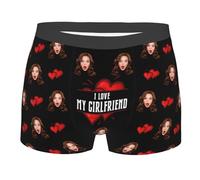 I Love My Girlfriend Personalized Boxer Briefs for Men Custom Girlfriend Wife's Face Boxer Briefs Valentine's Day Funny Kiss Me Underwear Novelty Ugly Chicken Boxer Briefs for Boyfriend Husband