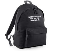 I Love My Girlfriend So Please Stay Away from Me Funny Backpack Rucksack Dimensions: 31 x 42 x 21 cm Capacity: 18 litres Ruck Sack - Black