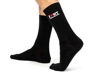 I LOVE MY GIRLFRIEND Socks, Funny Socks for Boyfriend, Black Cozy Mens Novelty Sock- Valentine’s Day, Boy friend Birthday Gift, Gifts for Boyfriends(UK 6-9, EU 39-42)