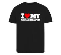 I Love My Girlfriend T-Shirt Soulmates Forever World's Best Girlfriend Tee Cotton Shirt for Men Anniversary, Valentine's Day, or Birthday Present (UK, Alpha, S, Regular, Regular, Black)
