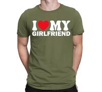 I Love My Girlfriend T-Shirt World's Best Girlfriend T-Shirt Soulmates Forever T-Shirt Men's Unisex Tee Love Top #E2 Military Green L