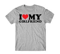 I Love My Girlfriend T-Shirt - World's Best Girlfriend Tee - Soulmates Forever - Men's Unisex Grey XL