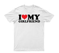 I Love My Girlfriend T-Shirt - World's Best Girlfriend Tee - Soulmates Forever - Men's Unisex Top - White - XXL