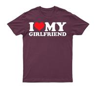 I Love My Girlfriend T-Shirt - World's Best Girlfriend Tee - Soulmates Forever - Men's Unisex Top - XL - Maroon