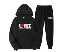 I Love My Girlfriend Tracksuit Set for Women Men Funny Letter 3D Printed Hoodies and Joggers Suit Two Piece Set Casual Outfit