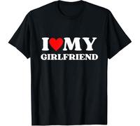 I Love My Girlfriend Valentines Day Heart Girlfriend Cotton Men T Shirt Size M Black