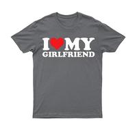 I Love My Girlfriend World's Best Girlfriend Soulmates Forever T-Shirt Men's Unisex Tee Love Top Charcoal L