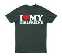 I Love My Girlfriend World's Best Girlfriend Soulmates Forever T-Shirt Men's Unisex Tee Love Top Forest Green M