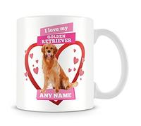 I Love My Golden Retriever Dog Mug - Personalised Gift - Customise with Name - Pink