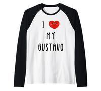 I Love My Gustavo Name Funny Raglan Baseball Tee