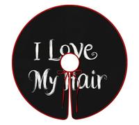 I Love My Hair Funny Christmas Tree Skirt Red 36 Inches Xmas Tree Mat Funny Decor for Family Christmas Holiday