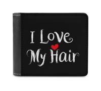 I Love My Hair Printed Bifold Wallet with Hidden Compartments Pocket Money and Credit Card Holder for Men Women