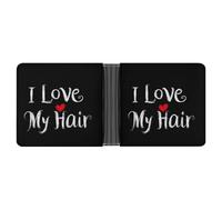 I Love My Hair Printed Bifold Wallet with Hidden Compartments Pocket Money and Credit Card Holder for Men Women